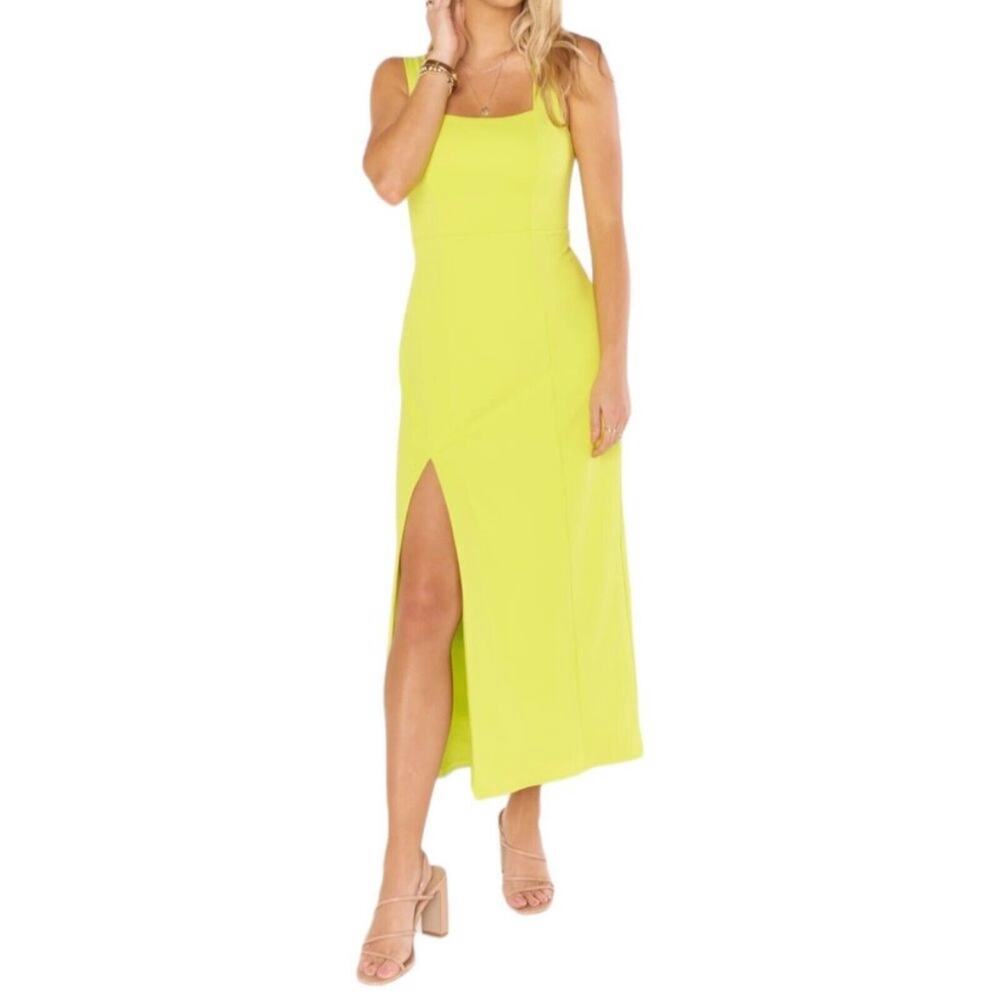 show me your mumu eden midi dress citrine yellow brat summer women large